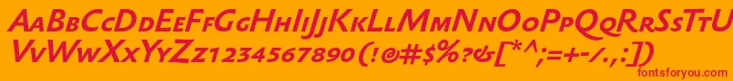 フォントSebastiantextscBolditalic – オレンジの背景に赤い文字