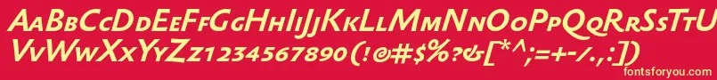 フォントSebastiantextscBolditalic – 黄色の文字、赤い背景