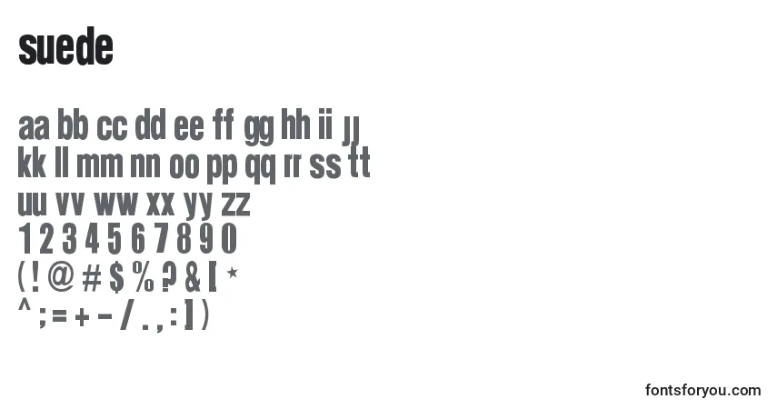 Suede-fontti – aakkoset, numerot, erikoismerkit