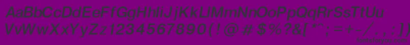 GenevaNormalItalic-Schriftart – Schwarze Schriften auf violettem Hintergrund