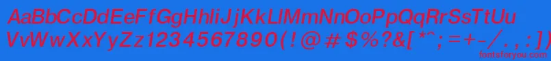 フォントGenevaNormalItalic – 赤い文字の青い背景