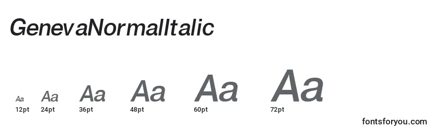 Größen der Schriftart GenevaNormalItalic