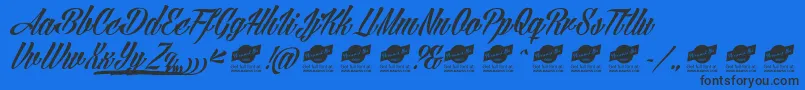 Шрифт AngillaTattooPersonalUse – чёрные шрифты на синем фоне