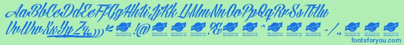 AngillaTattooPersonalUse Font – Blue Fonts on Green Background