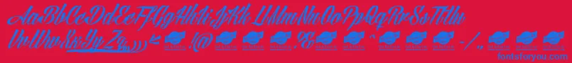 AngillaTattooPersonalUse Font – Blue Fonts on Red Background