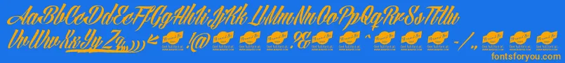 AngillaTattooPersonalUse Font – Orange Fonts on Blue Background