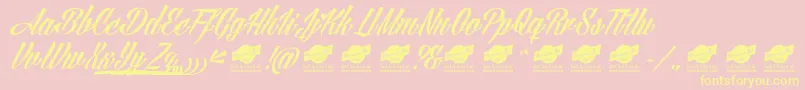 AngillaTattooPersonalUse Font – Yellow Fonts on Pink Background