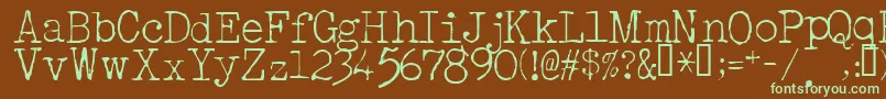 フォントAcousticLight – 緑色の文字が茶色の背景にあります。