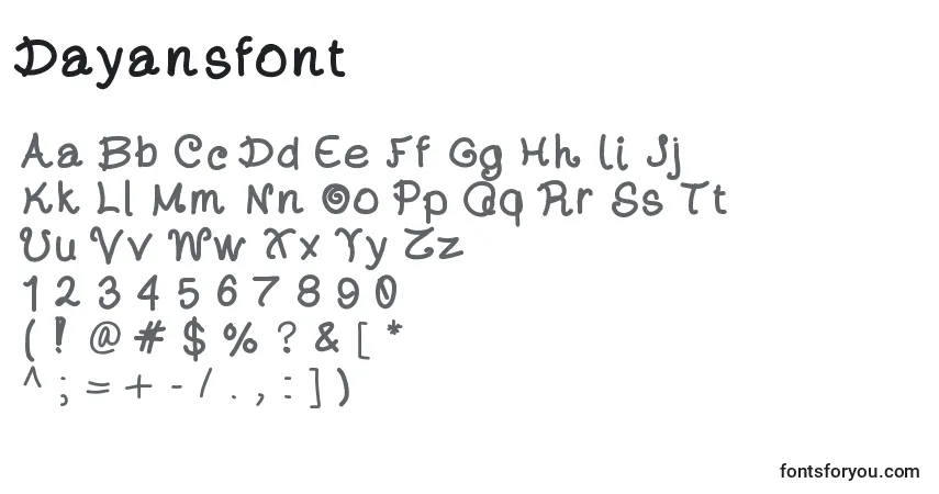 Dayansfont-fontti – aakkoset, numerot, erikoismerkit