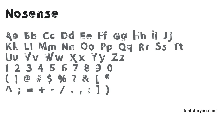Schriftart Nosense – Alphabet, Zahlen, spezielle Symbole