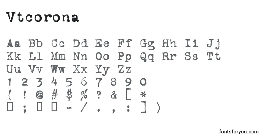 Vtcorona Font – alphabet, numbers, special characters