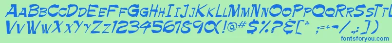 Roller Font – Blue Fonts on Green Background