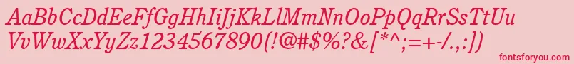 ItcCushingLtBookItalic-Schriftart – Rote Schriften auf rosa Hintergrund