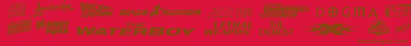 Moviegallery-Schriftart – Braune Schriften auf rotem Hintergrund