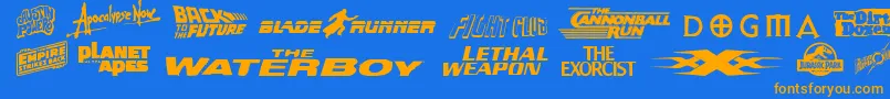 Moviegallery Font – Orange Fonts on Blue Background
