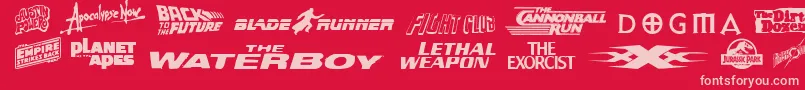 Moviegallery Font – Pink Fonts on Red Background