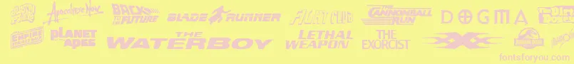 Moviegallery Font – Pink Fonts on Yellow Background