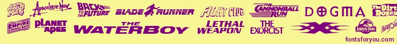 Moviegallery Font – Purple Fonts on Yellow Background