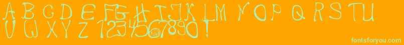 MyHandwriting Font – Green Fonts on Orange Background