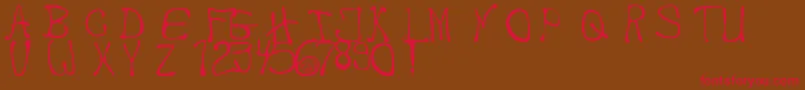 Fonte MyHandwriting – fontes vermelhas em um fundo marrom