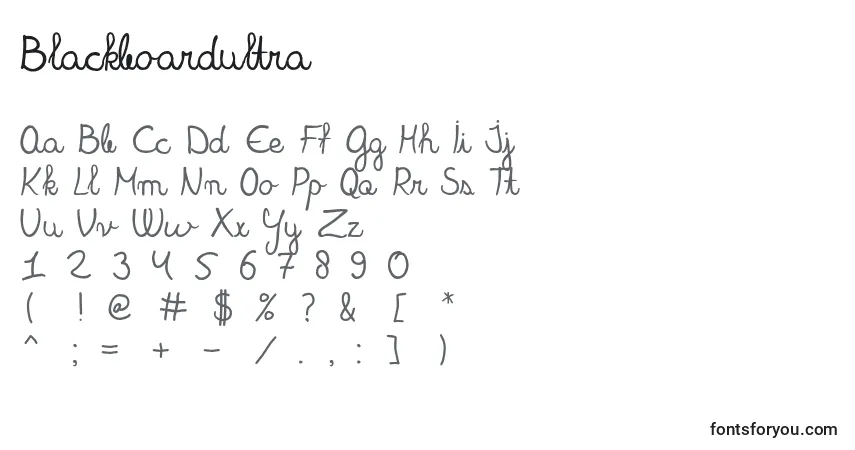 Blackboardultra-fontti – aakkoset, numerot, erikoismerkit