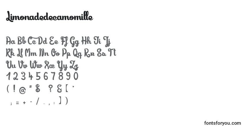 Schriftart Limonadedecamomille – Alphabet, Zahlen, spezielle Symbole