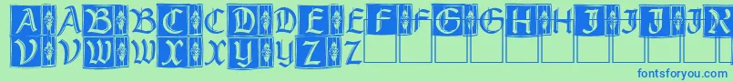 Fonte RustickCapitals – fontes azuis em um fundo verde