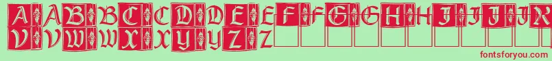 フォントRustickCapitals – 赤い文字の緑の背景