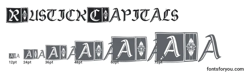 sizes of rustickcapitals font, rustickcapitals sizes