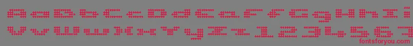 UpTinyLcdFourDecocLight-Schriftart – Rote Schriften auf grauem Hintergrund