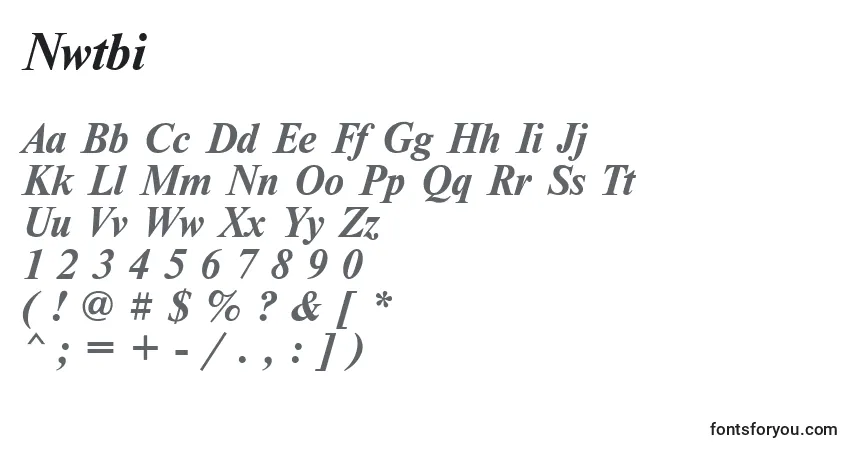 Schriftart Nwtbi – Alphabet, Zahlen, spezielle Symbole