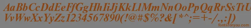 フォントNwtbi – 茶色の文字が灰色の背景にあります。