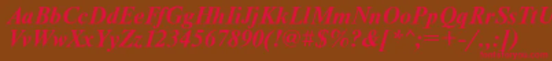 フォントNwtbi – 赤い文字が茶色の背景にあります。