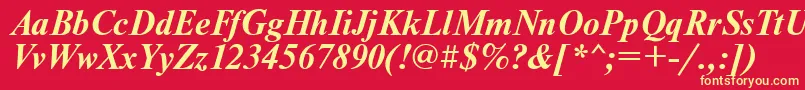 フォントNwtbi – 黄色の文字、赤い背景