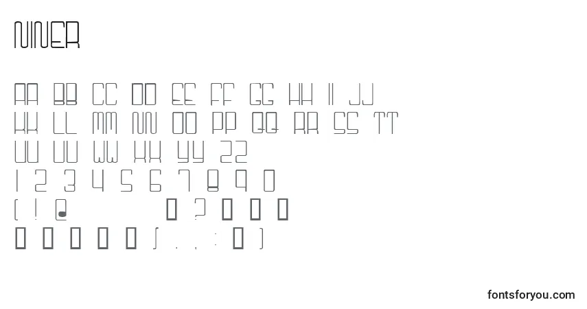 A fonte Niner – alfabeto, números, caracteres especiais