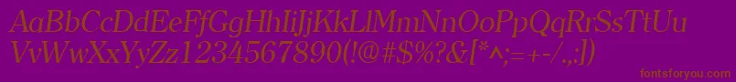 ClearlyromanItalic-fontti – ruskeat fontit violetilla taustalla
