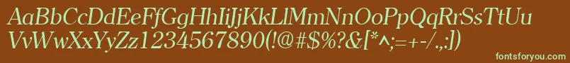 Шрифт ClearlyromanItalic – зелёные шрифты на коричневом фоне