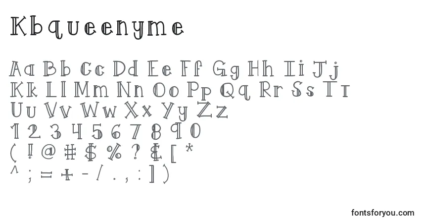 Czcionka Kbqueenyme – alfabet, cyfry, specjalne znaki