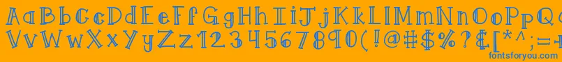 Kbqueenyme Font – Blue Fonts on Orange Background