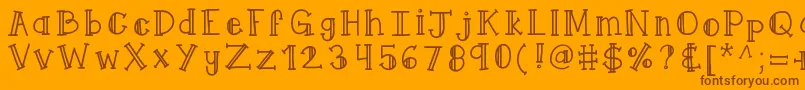 Kbqueenyme-Schriftart – Braune Schriften auf orangefarbenem Hintergrund