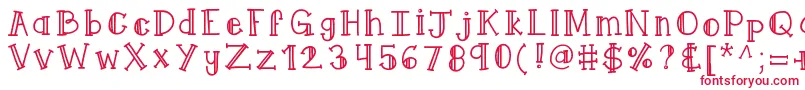 フォントKbqueenyme – 白い背景に赤い文字