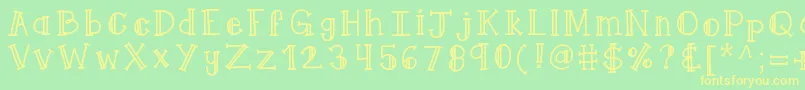 Kbqueenyme-Schriftart – Gelbe Schriften auf grünem Hintergrund