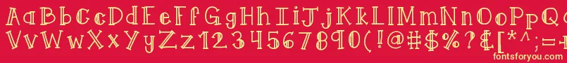 Kbqueenyme Font – Yellow Fonts on Red Background