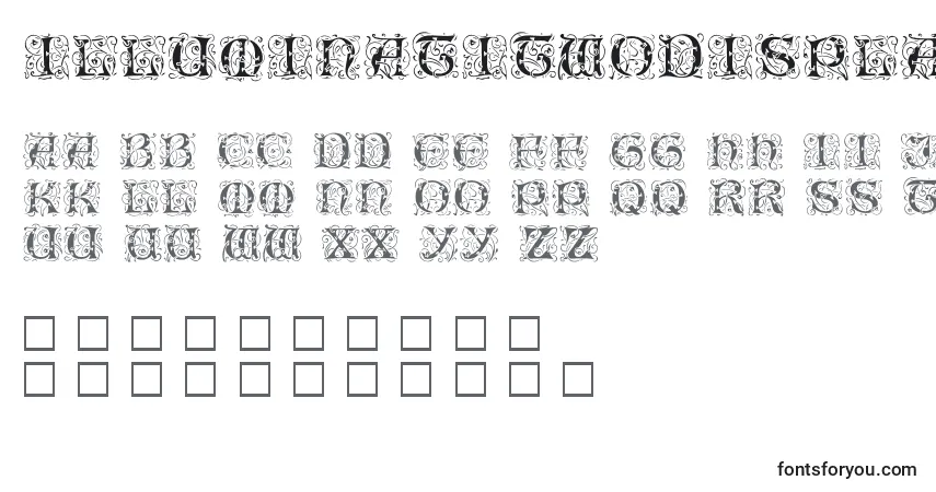 A fonte IlluminatitwodisplaycapssskRegular – alfabeto, números, caracteres especiais