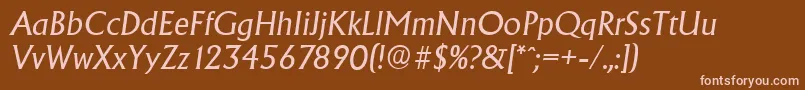 AdelonserialItalic-fontti – vaaleanpunaiset fontit ruskealla taustalla