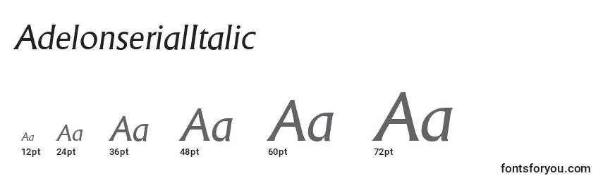 Größen der Schriftart AdelonserialItalic