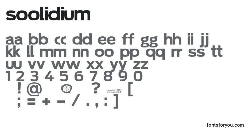 A fonte Soolidium – alfabeto, números, caracteres especiais