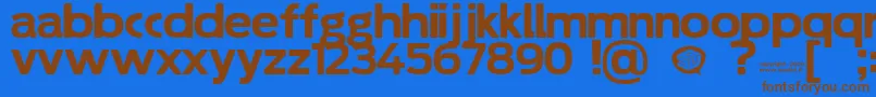 フォントSoolidium – 茶色の文字が青い背景にあります。