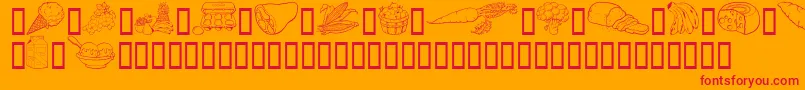フォントGeFoodBasket – オレンジの背景に赤い文字