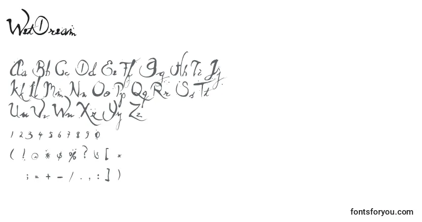 Czcionka WetDream – alfabet, cyfry, specjalne znaki